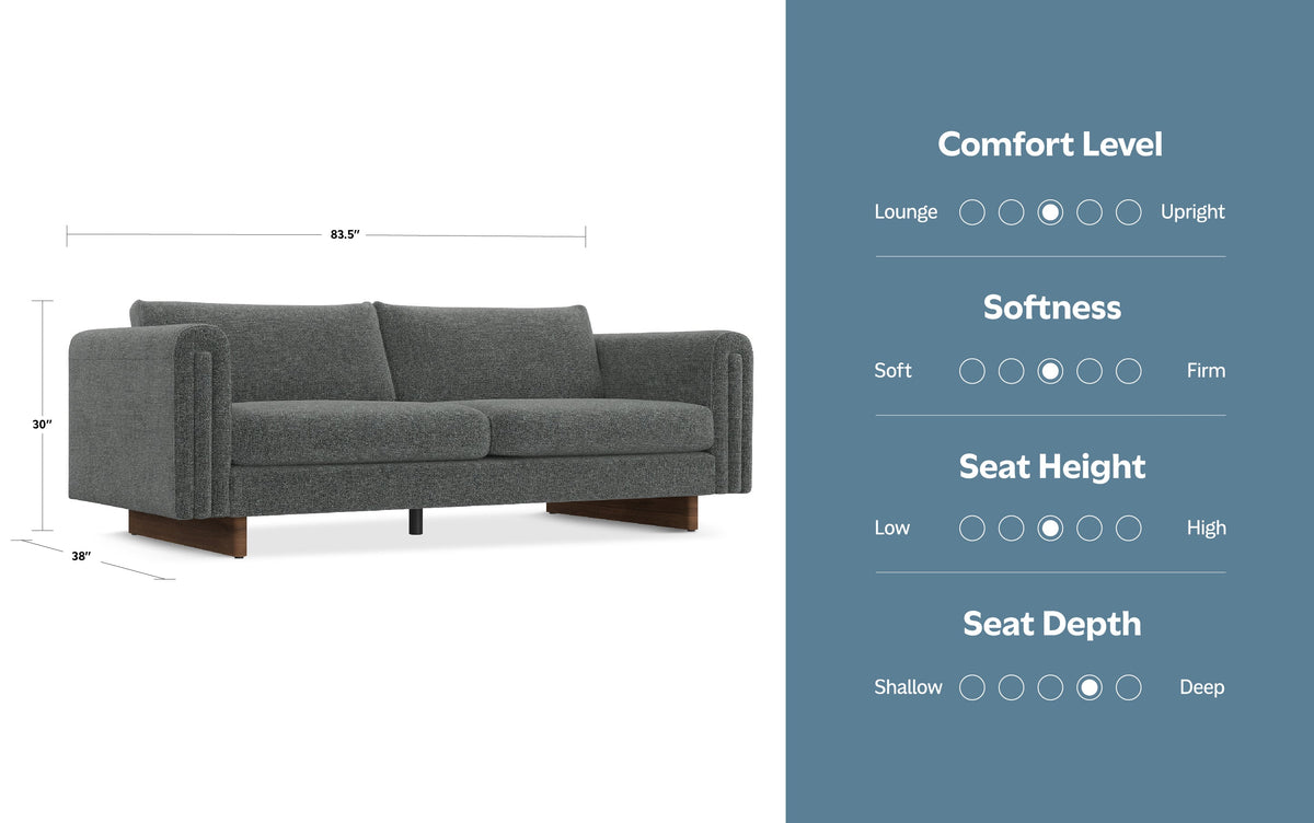 Dark Grey Performance Fabric | Jones 84 inch Sofa in Performance Fabric