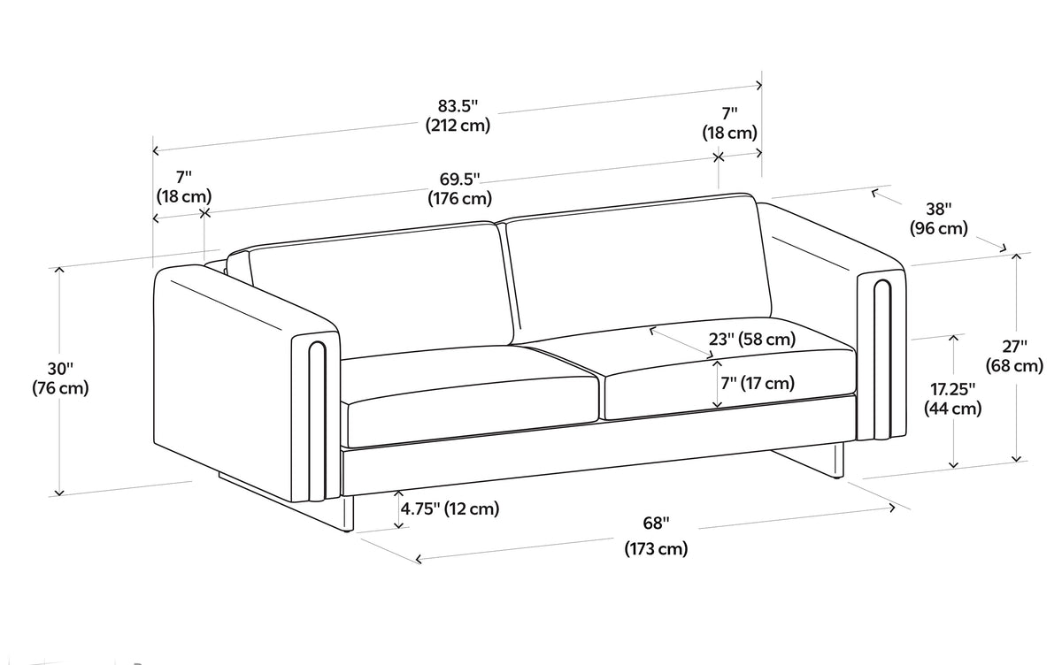 Ivory Performance Fabric | Jones 84 inch Sofa in Performance Fabric