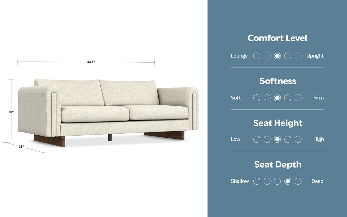 Ivory Performance Fabric | Jones 84 inch Sofa in Performance Fabric