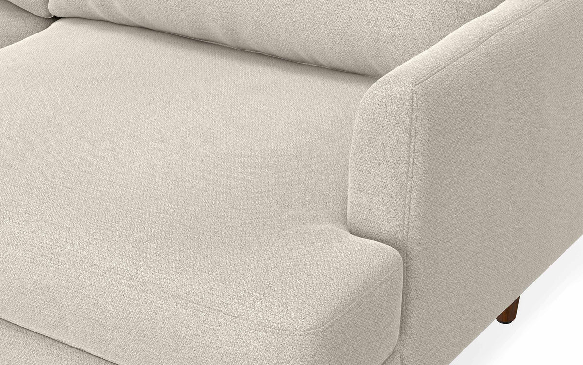 Cream White Woven-Blend Fabric | Livingston 76 inch Mid Century Sofa