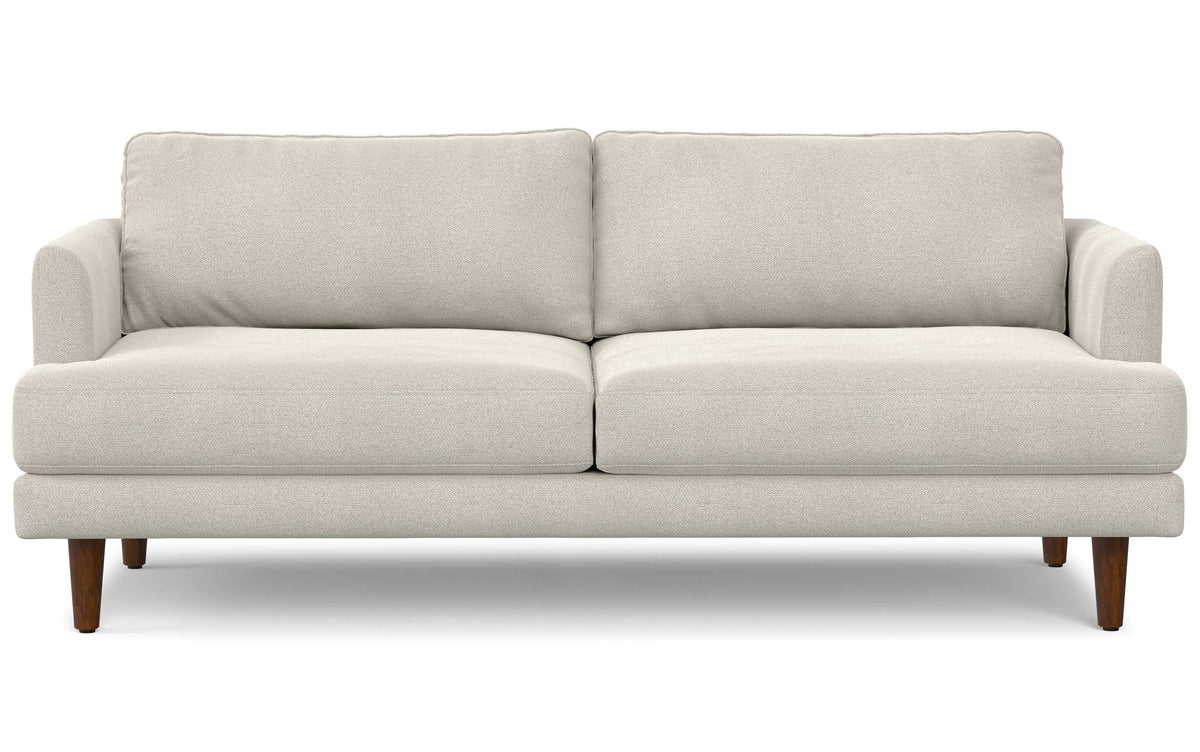Cream White Woven-Blend Fabric | Livingston 76 inch Mid Century Sofa