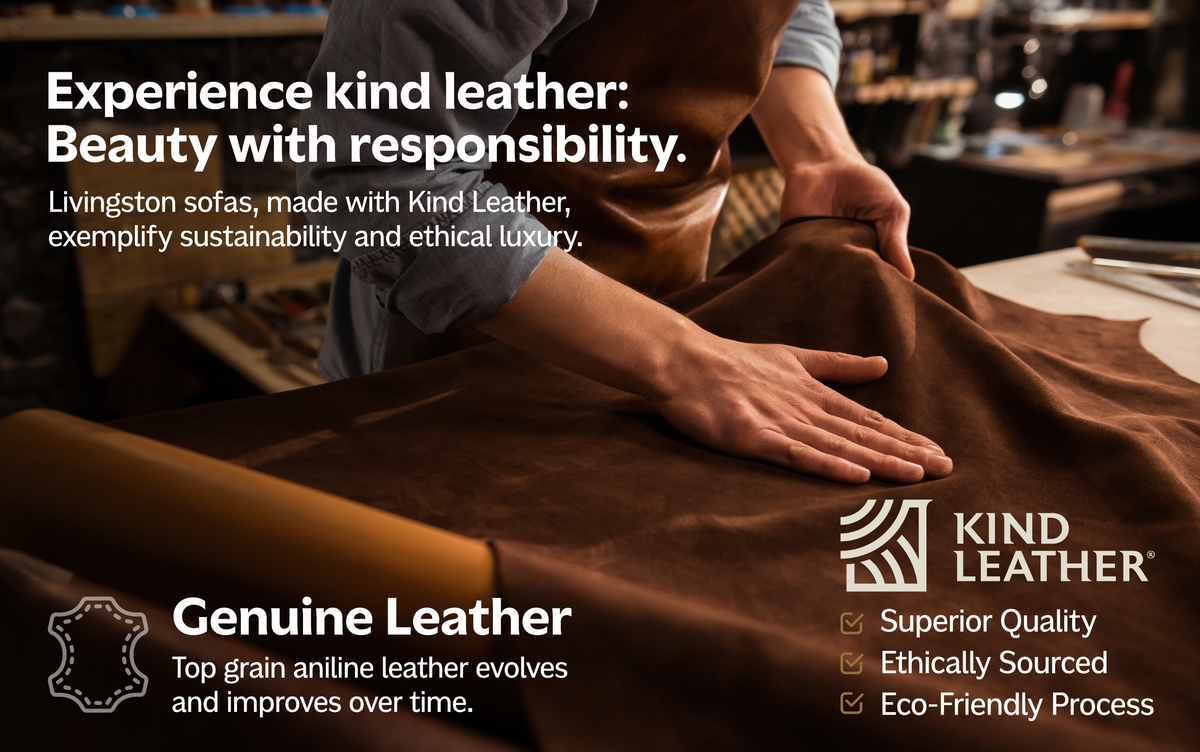 Caramel Brown Genuine Top Grain Leather | Livingston 90 inch Mid Century Sofa in Genuine Leather