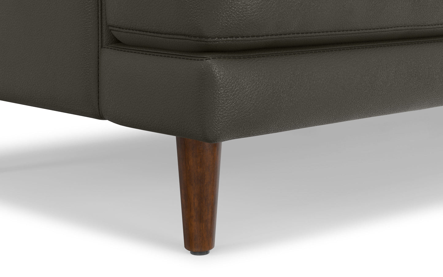 Coal Genuine Top Grain Leather | Livingston 90 inch Mid Century Sofa in Genuine Leather