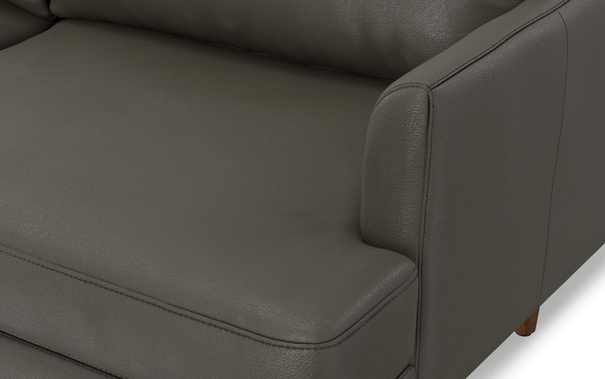 Coal Genuine Top Grain Leather | Livingston 90 inch Mid Century Sofa in Genuine Leather