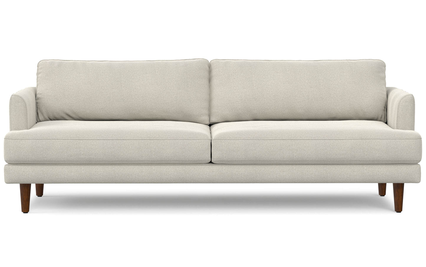 Cream White Woven-Blend Fabric | Livingston 90 inch Mid Century Sofa