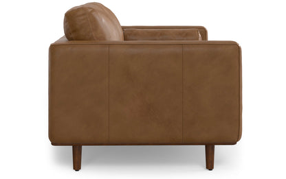 Caramel Brown Genuine Top Grain Leather | Morrison 72 inch Mid Century Sofa in Genuine Leather