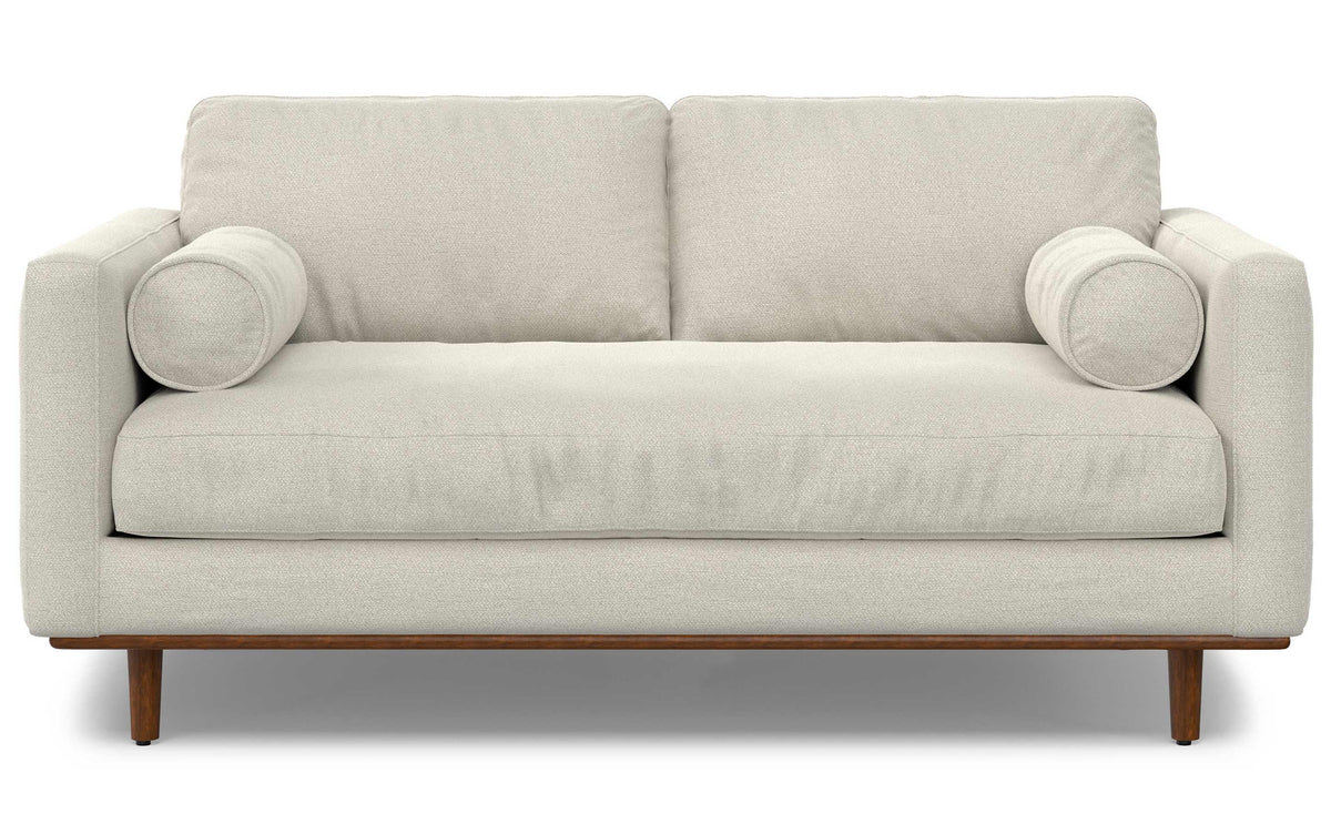 Cream White Woven-Blend Fabric | Morrison 72 inch Mid Century Sofa