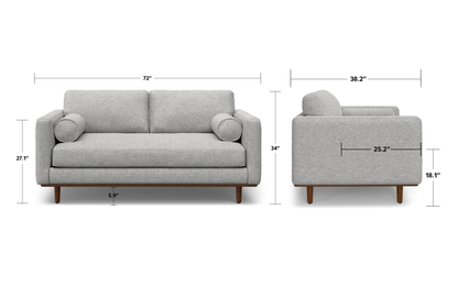 Mist Grey Woven-Blend Fabric | Morrison 72 inch Mid Century Sofa