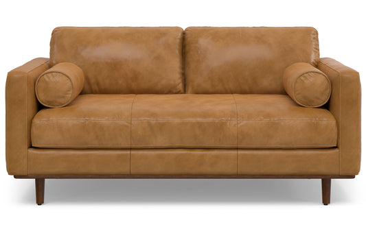 Sienna Genuine Top Grain Leather | Morrison 72 inch Mid Century Sofa in Genuine Leather