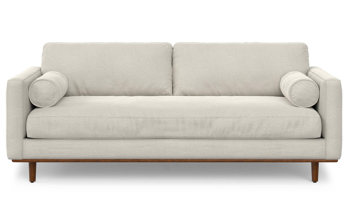 Cream White Woven-Blend Fabric | Morrison 88.5 inch Mid Century Sofa