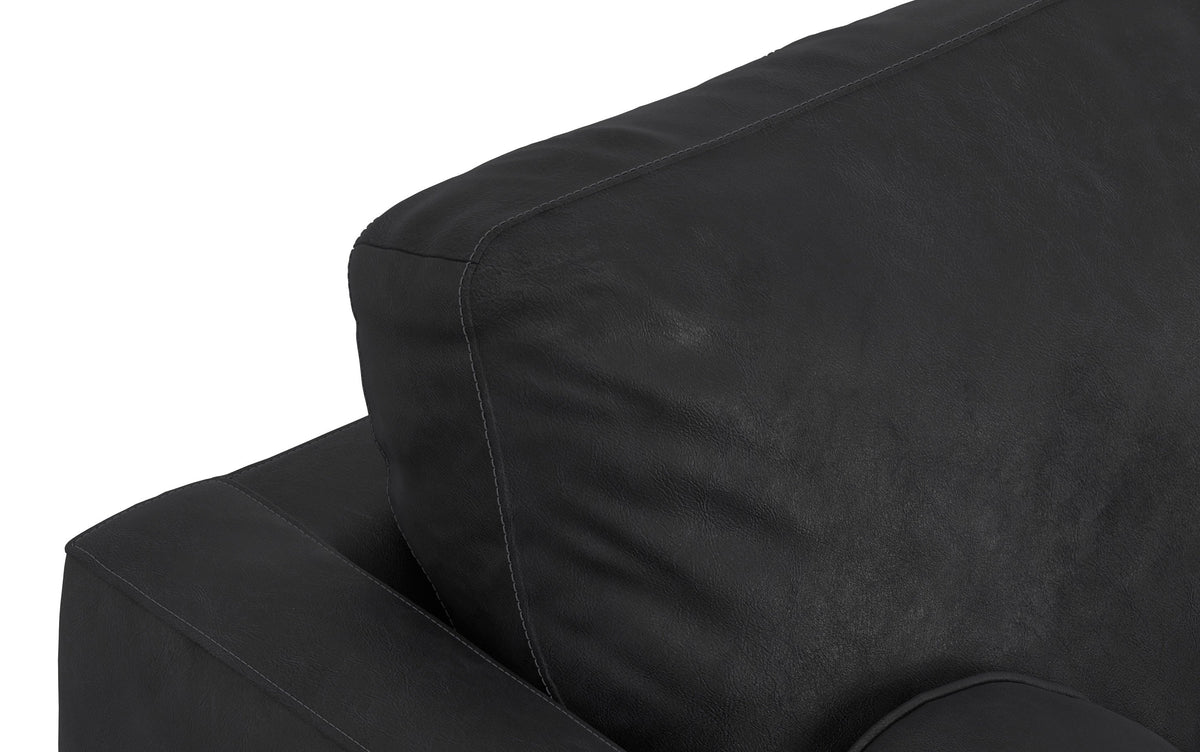 Lead Black Genuine Top Grain Leather | Morrison 89 inch Mid Century Sofa Genuine Leather