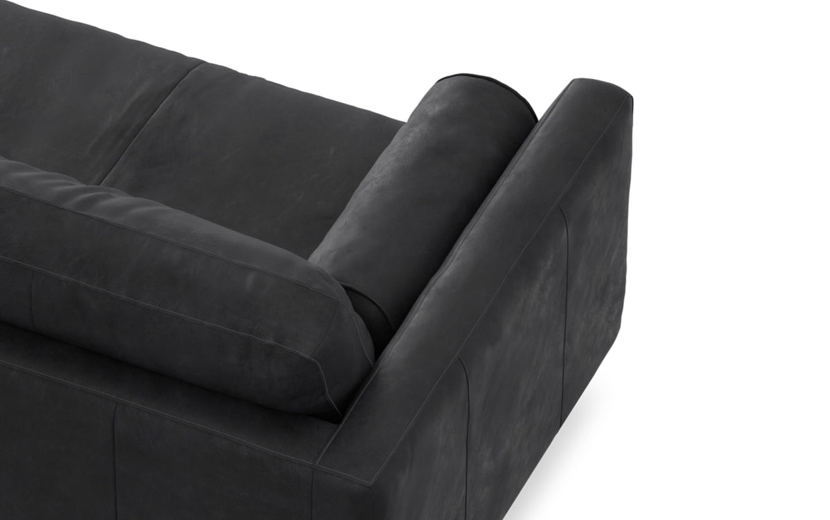 Lead Black Genuine Top Grain Leather | Morrison 89 inch Mid Century Sofa Genuine Leather
