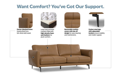 Butternut Brown Genuine Leather | Stevens 81 inch Sofa