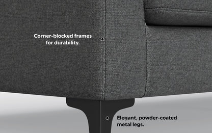 Pebble Grey Performance Fabric | Ava 90 inch Mid Century Sofa with Ottoman Set