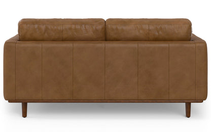 Caramel Brown Genuine Top Grain Leather | Morrison 72-inch Sofa and Ottoman Set in Genuine Leather