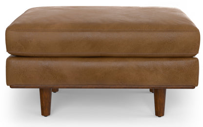 Caramel Brown Genuine Top Grain Leather | Morrison 72-inch Sofa and Ottoman Set in Genuine Leather
