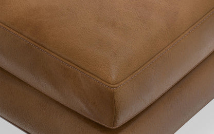 Caramel Brown Genuine Top Grain Leather | Morrison 72-inch Sofa and Ottoman Set in Genuine Leather