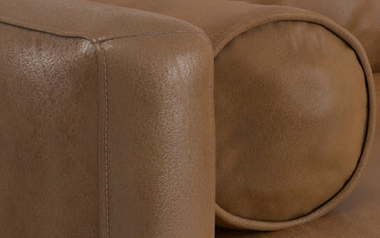 Caramel Brown Genuine Top Grain Leather | Morrison 72-inch Sofa and Ottoman Set in Genuine Leather