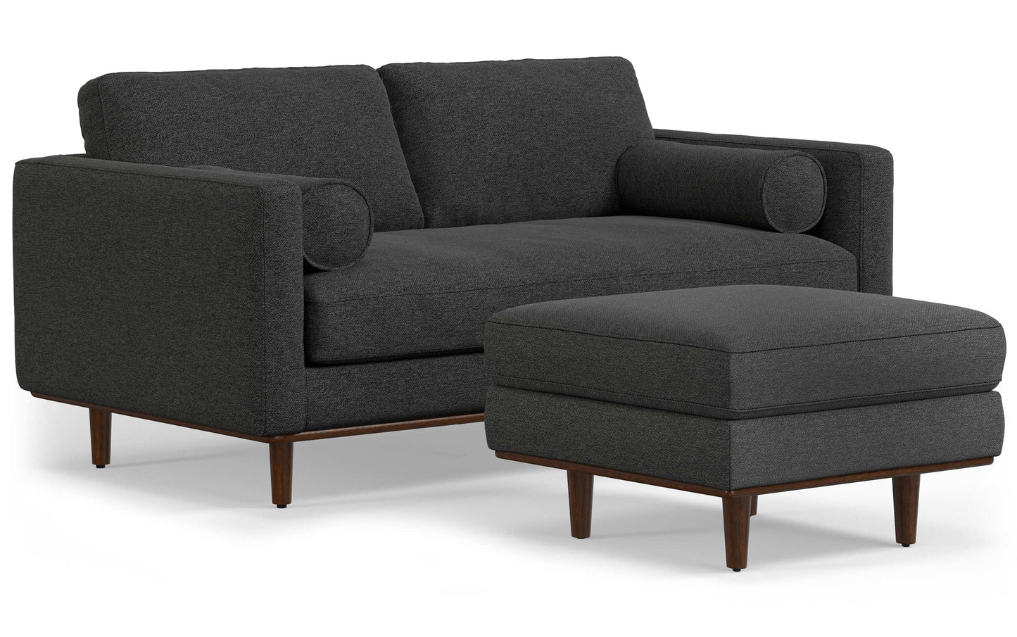 Charcoal Grey Woven-Blend Fabric | Morrison 72-inch Sofa and Ottoman Set in Woven-Blend Fabric