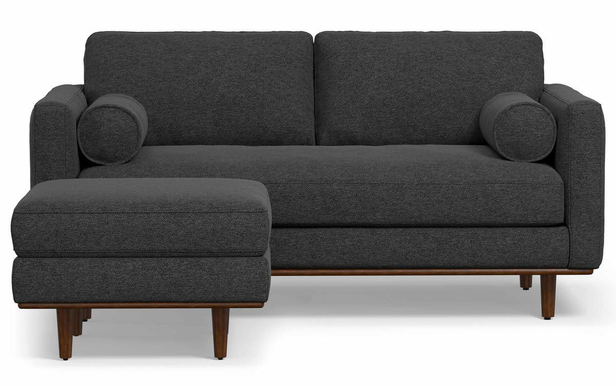 Charcoal Grey Woven-Blend Fabric | Morrison 72-inch Sofa and Ottoman Set in Woven-Blend Fabric
