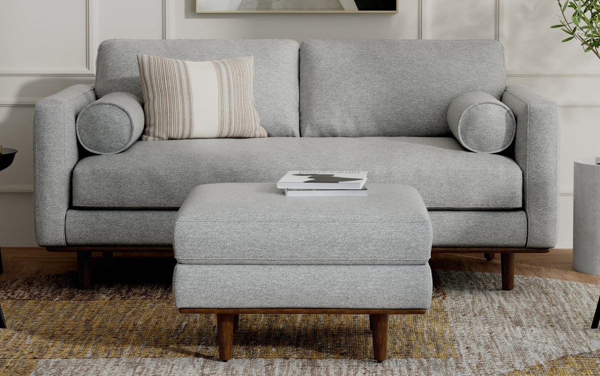 Mist Grey Woven-Blend Fabric | Morrison 72-inch Sofa and Ottoman Set in Woven-Blend Fabric