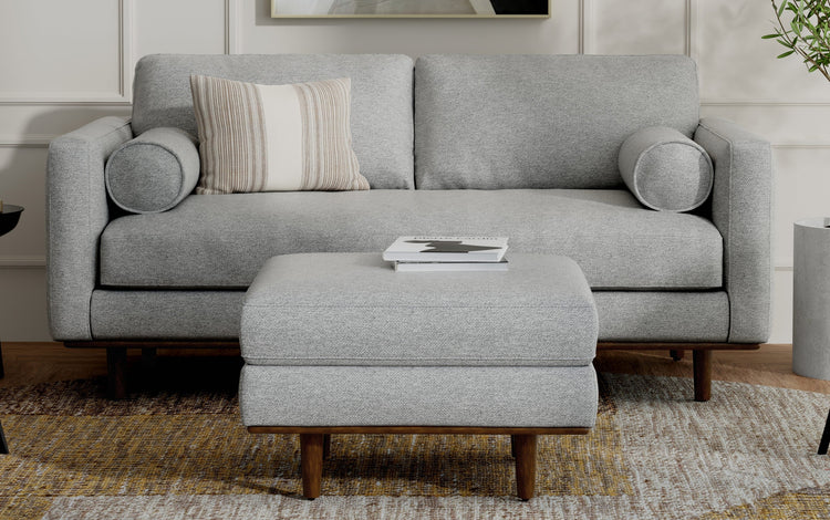 Mist Grey Woven-Blend Fabric | Morrison 72-inch Sofa and Ottoman Set in Woven-Blend Fabric
