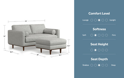 Mist Grey Woven-Blend Fabric | Morrison 72-inch Sofa and Ottoman Set in Woven-Blend Fabric