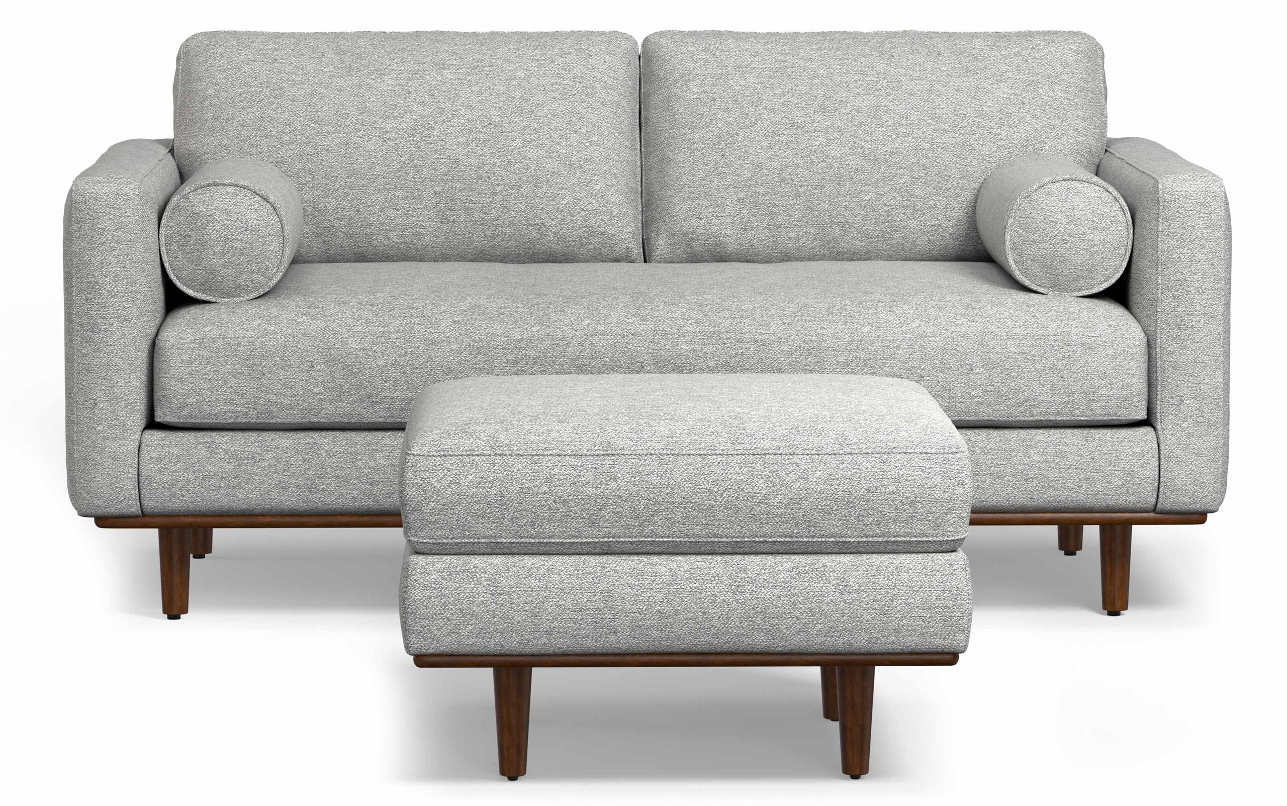 Mist Grey Woven-Blend Fabric | Morrison 72-inch Sofa and Ottoman Set in Woven-Blend Fabric