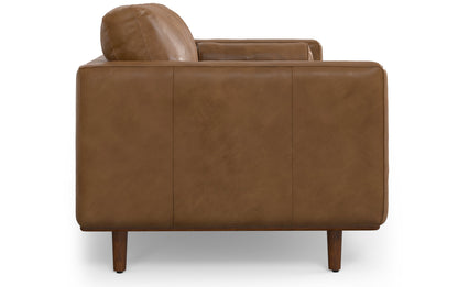 Caramel Brown Genuine Top Grain Leather | Morrison 89-inch Sofa and Ottoman Set in Genuine Leather