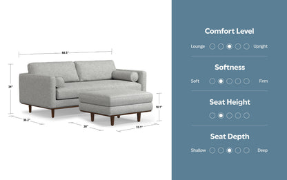 Mist Grey Woven-Blend Fabric | Morrison 89-inch Sofa and Ottoman Set
