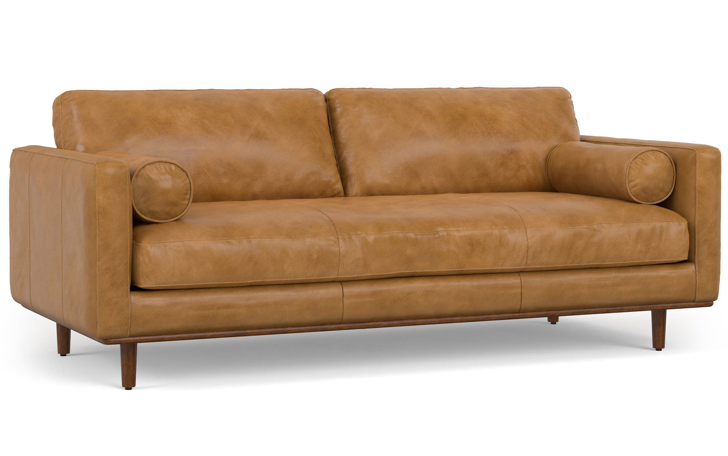 Sienna Genuine Top Grain Leather | Morrison 89-inch Sofa and Ottoman Set in Genuine Leather