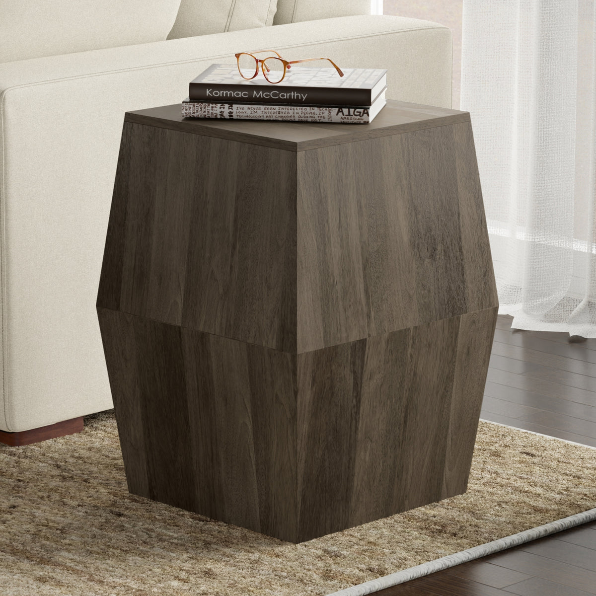 Ash Grey | Terry 16 inch Square Geometric Accent Table