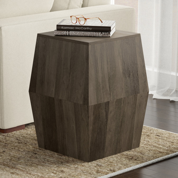Ash Grey | Terry 16 inch Square Geometric Accent Table
