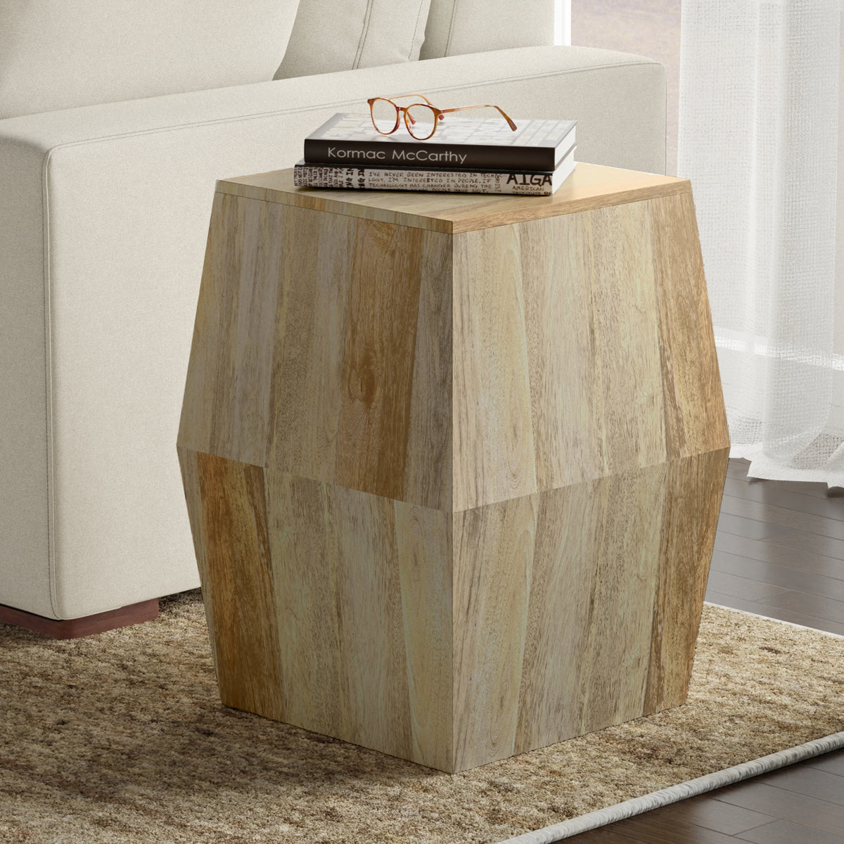 Refined Natural | Terry 16 inch Square Geometric Accent Table