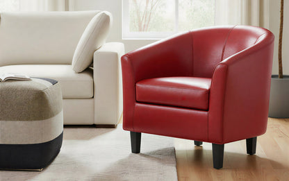 Red Vegan Leather | Austin Vegan Leather Tub Chair