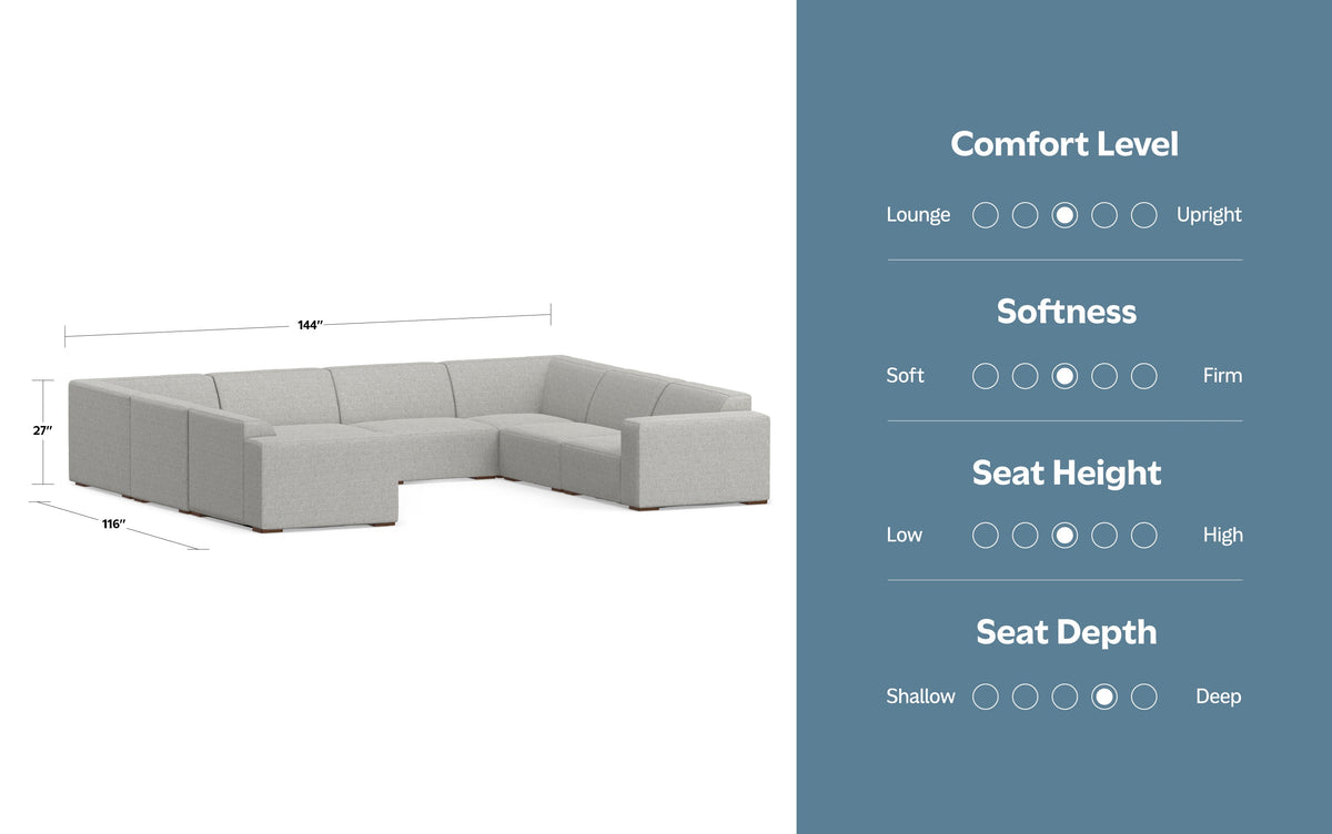 Pale Grey Performance Fabric | Rex U-Shaped Sectional in Performance Fabric