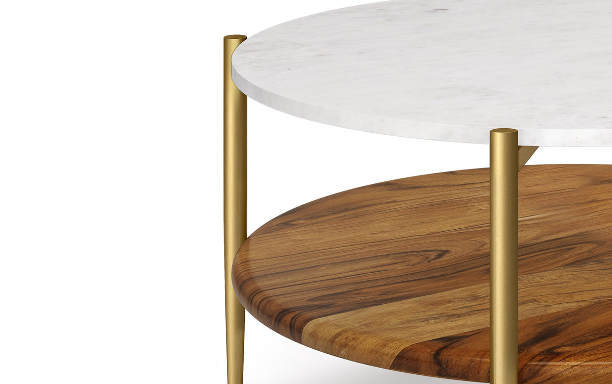 White Marble/Natural/Antique Brass | Wagner Coffee Table