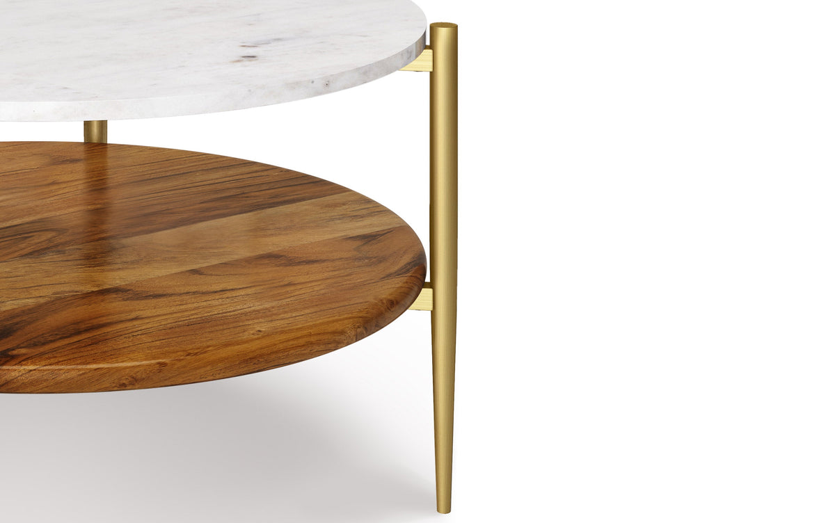 White Marble/Natural/Antique Brass | Wagner Coffee Table