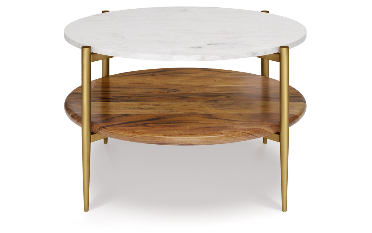 White Marble/Natural/Antique Brass | Wagner Coffee Table