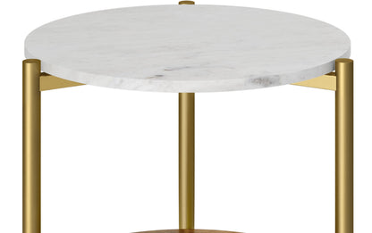 Wagner Round Marble & Wood Side Table
