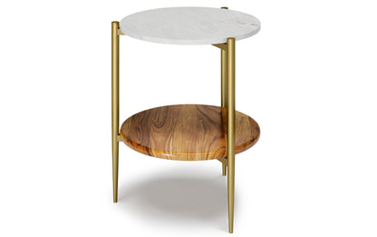 Wagner Round Marble & Wood Side Table