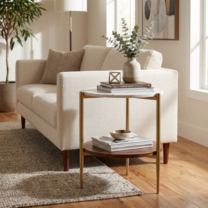 Wagner Round Marble & Wood Side Table