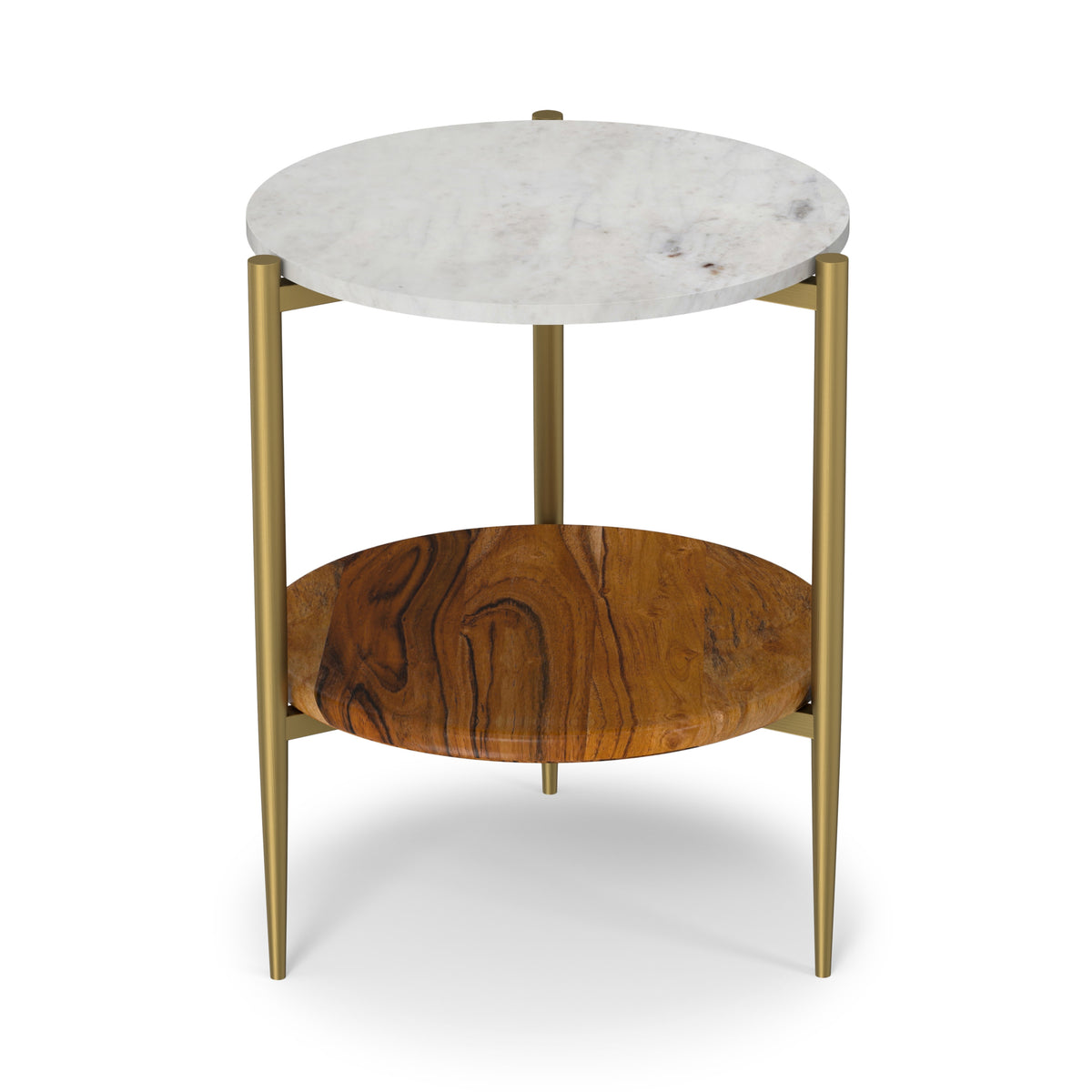 Wagner Round Marble & Wood Side Table