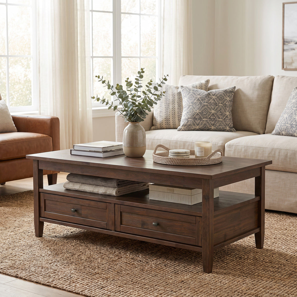 Distressed Charcoal Brown | Warm Shaker Coffee Table
