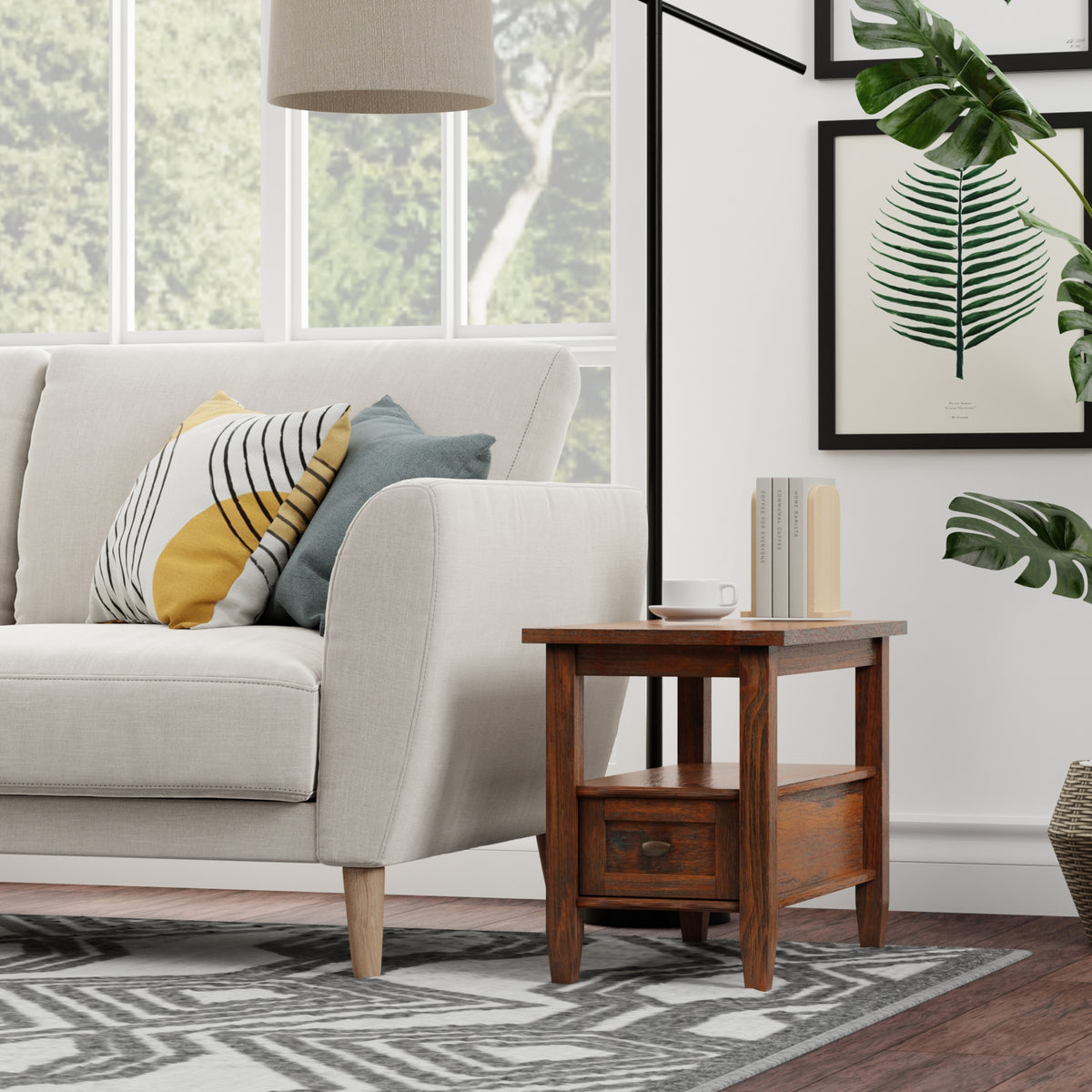 Distressed Charcoal Brown | Warm Shaker Narrow End Table