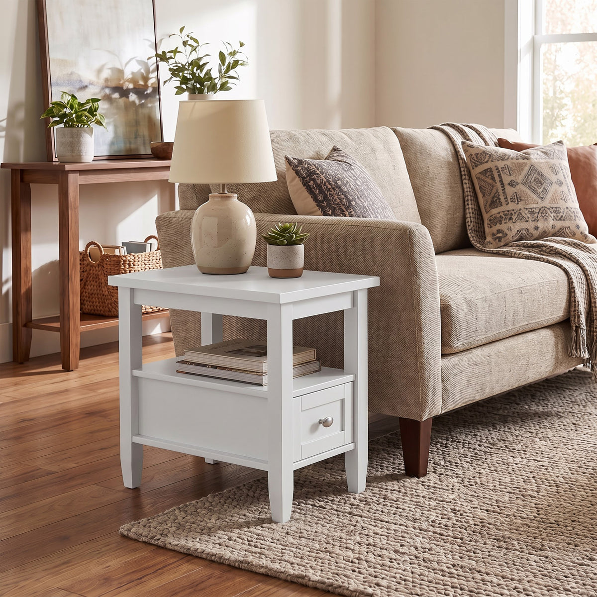 White | Warm Shaker Narrow End Table