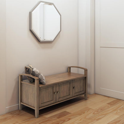 Rustic Natural Aged Brown | Warm Shaker 44 inch Entryway Bench