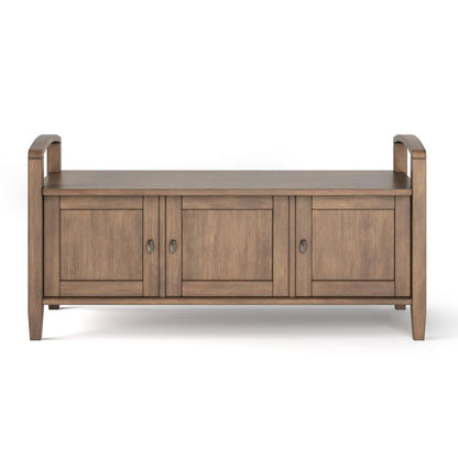 Rustic Natural Aged Brown | Warm Shaker 44 inch Entryway Bench