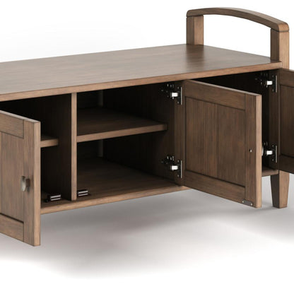 Rustic Natural Aged Brown | Warm Shaker 44 inch Entryway Bench