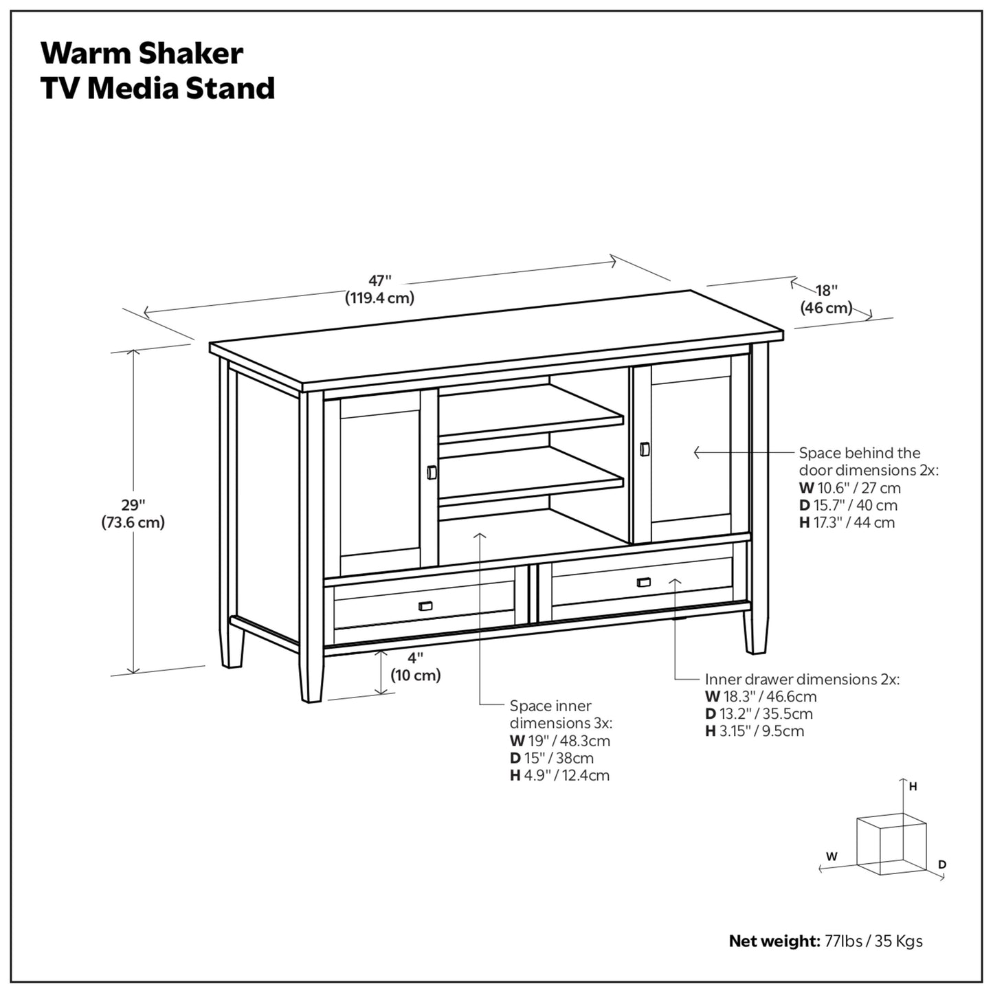 Farmhouse Grey | Warm Shaker TV Media Stand